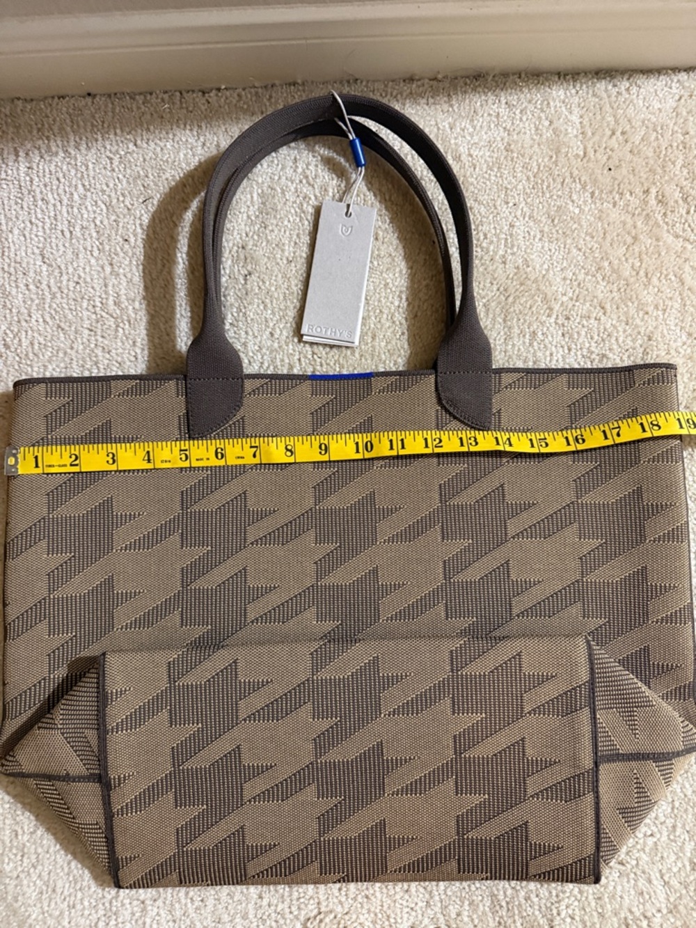 NWT Rothy’s Tote Dark Camel Houndstooth with matching pouch (no tags) - Picture 3 of 15
